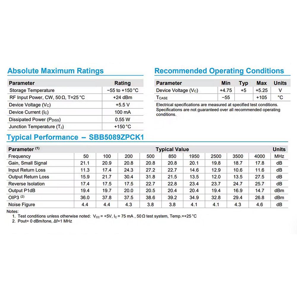 DC 5V 20dB Gain RF Module 5MHz-6GHz Frequency SBB5089 Chip RF Power Amplifier Front-End Module for Wireless Communication
