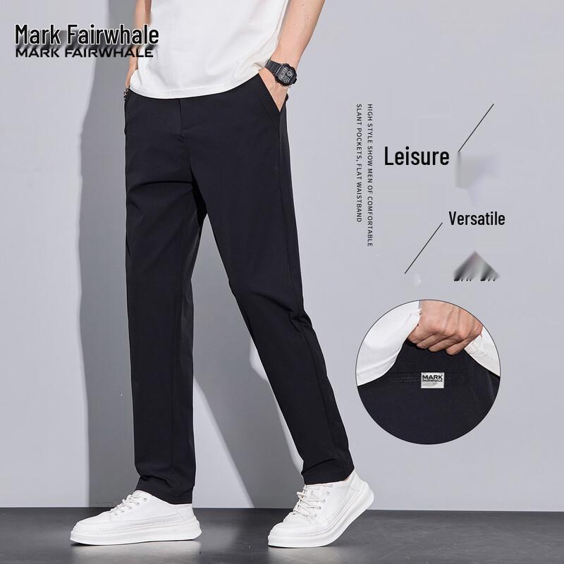 MARK FAIRWHALE Men s Summer Slim-Fit Casual Business Trousers 32 чёрный