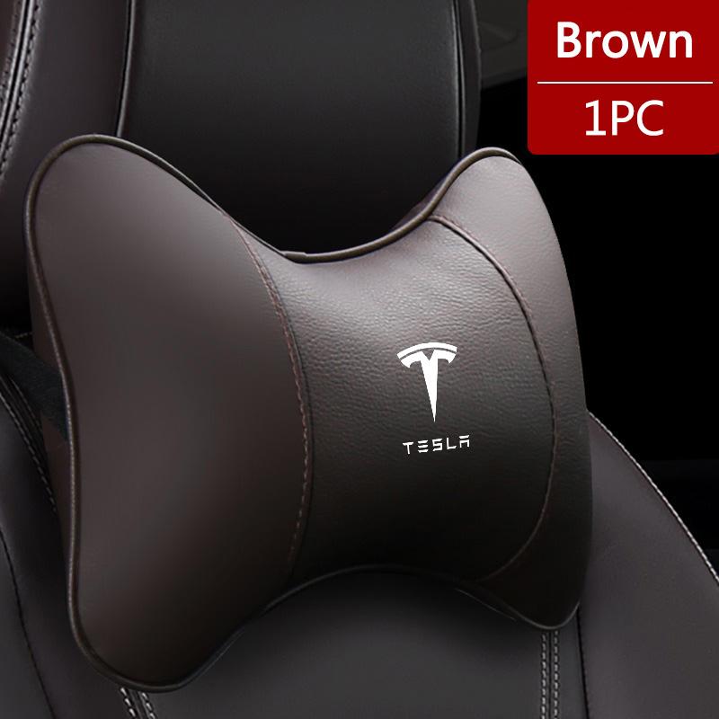 

PU Leather Car Seat Neck Pillow Headrest Rest Cushion For Tesla Model 3 Model S X Model Y Roadster SpaceX Interior Accessories