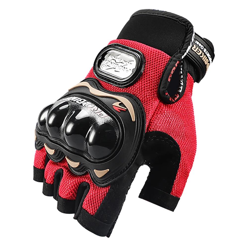 Men's Motocross Carbon Fiber Gloves Half Finger Touch Screen Summer Breathable Anti-Slip Protective for Moto Biking