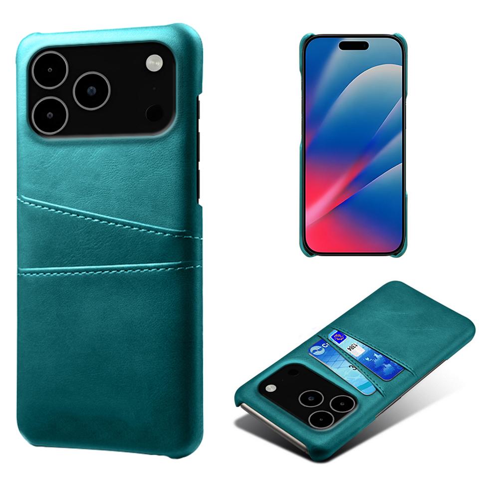 For iPhone 17 Pro Max Case Dual Card Slots PU Leather+Hard PC Phone Cover