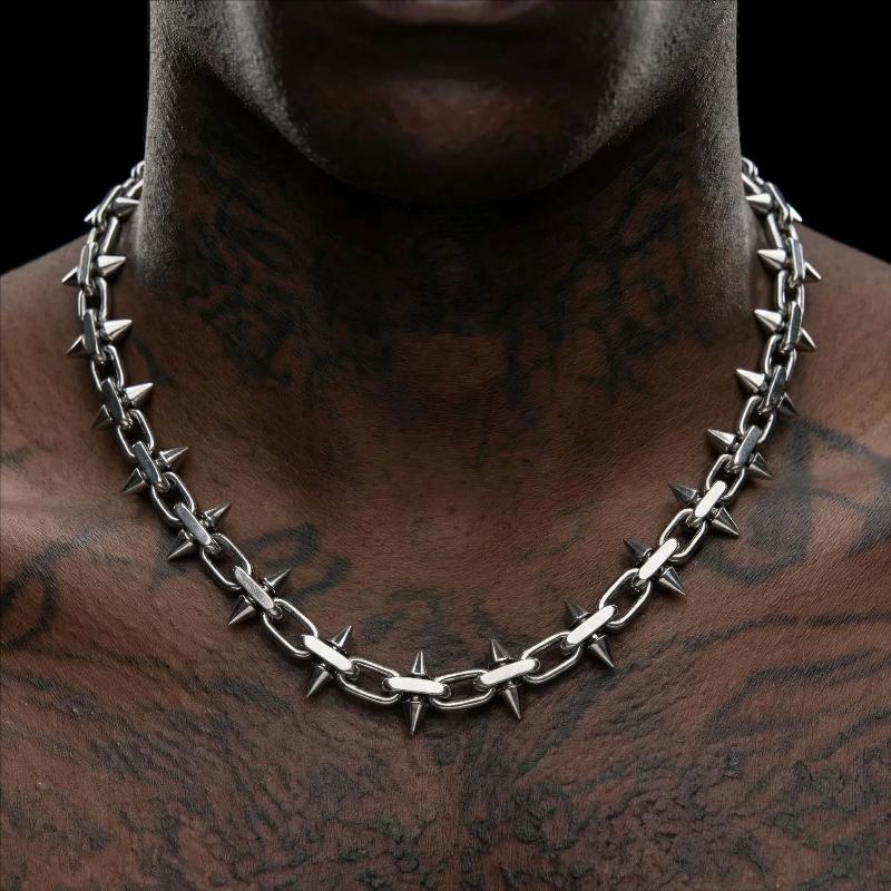 Spike Necklaces Hip-Hop Gothic Punk Style Barbed Chain Collar Choker For Men Women Girls Jewelry Accessory