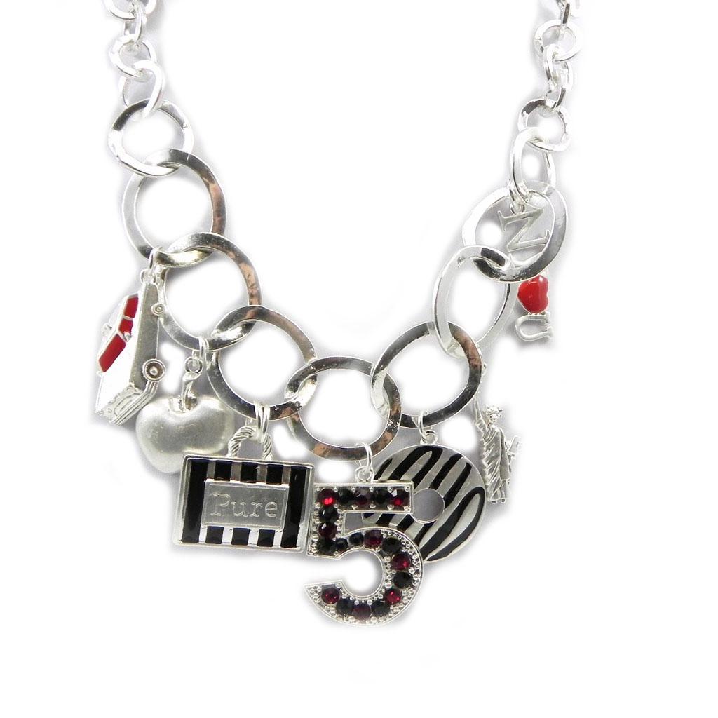 NOA [G8344] - Designer Necklace 'New York' Silver Red