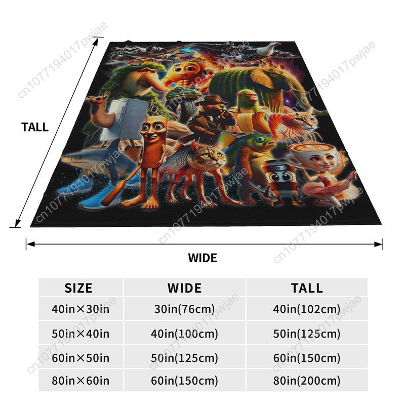 Italian Brainrot AI Generated Animals Plush Blanket Kids Adult Flannel Throw Blanket for Outdoor Super Soft Bedspread Gift 75cmx90cm