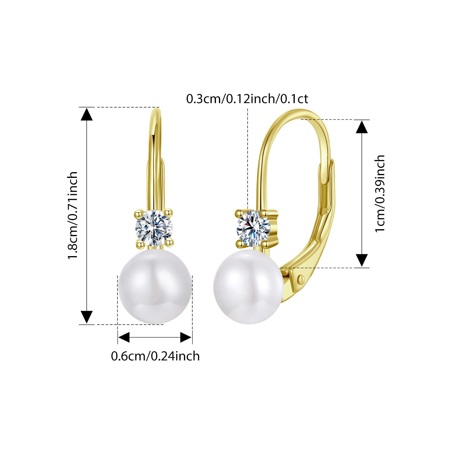 

BAMOER Moissanite Freshwater Pearl Earrings for Women Wedding, Round Cut Lab Diamond 925 Silver Drop Dangle Ear Buckles