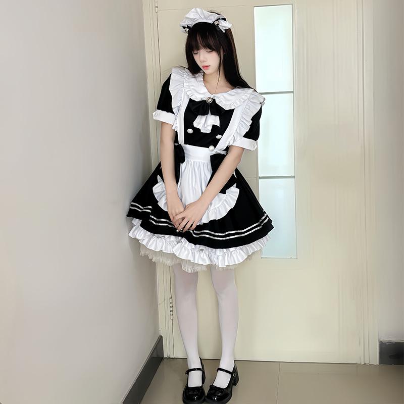 2025 Japonský Anime Maid Kostým - Roztomilé Lolita Černobílé Crossdresser Šaty