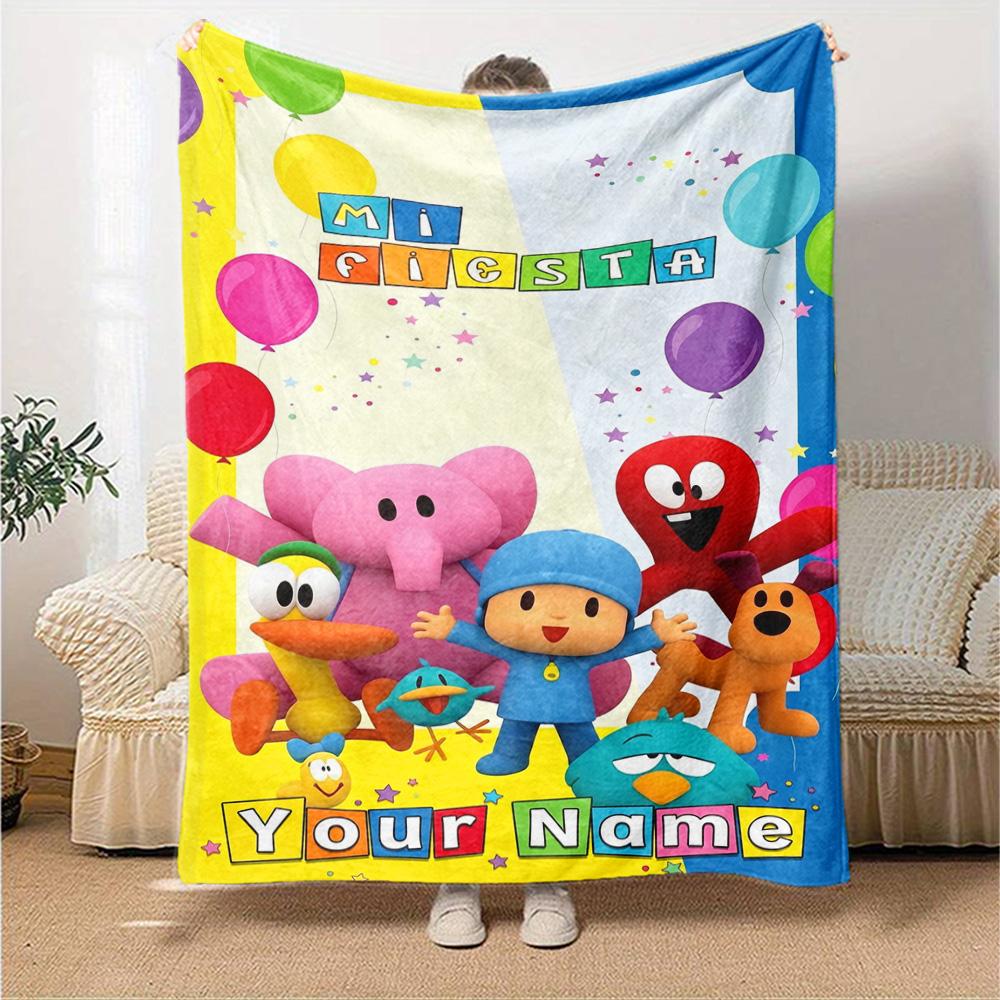 Pocoyo Personalized Name Blanket Cozy Personalized Blanket Comfortable Suitable for Chair Home Decor Picnics Sofa All-Season Use