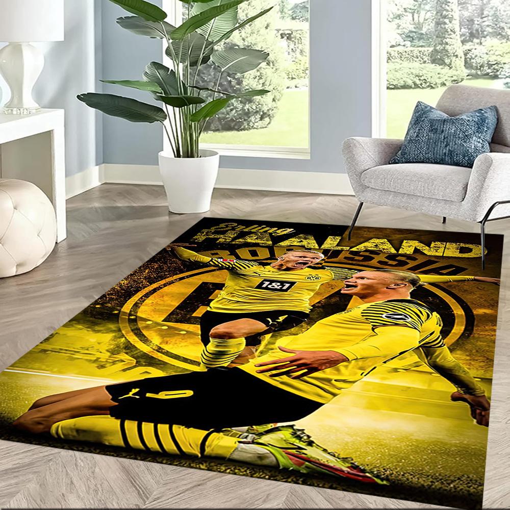 Electric Soccer Moment Square rugs are a great choice for living rooms, bedrooms, home décor, and as gifts.