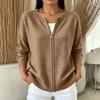 Cardigan a Maglia da Donna Casual con Zip Intera per l'Uso Quotidiano