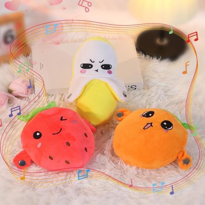 1Pcs Christmas Gift Banana Baby Beat Sensing Creative Fruit Novelty Parent-Child Musical Interactive Piano Toy Plush Doll