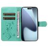 For iPhone 17 Pro PU-skinnvesker Blomstermønster Lommebokstativ Telefondeksel med Stropp