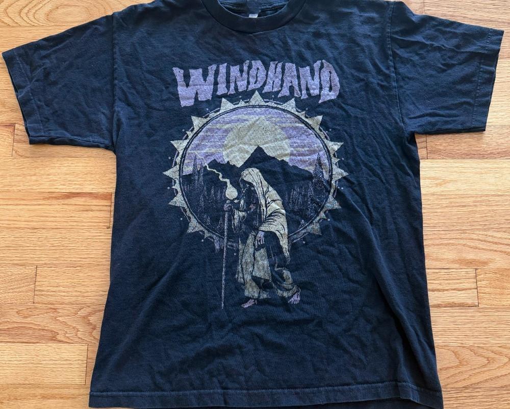 

Черная хлопковая футболка Windhand Band Унисекс Полный размер SU129 Унисекс футболка XL