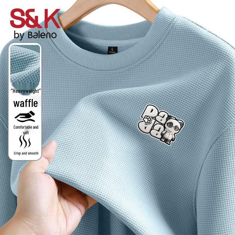 Baleno S&K Men's Waffle Knit Panda Graphic Long-Sleeve Top