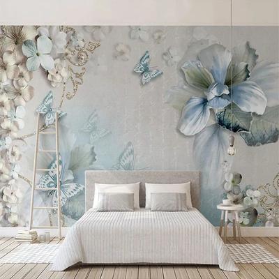 Papier Peint Photo Moderne 3d Papillon Fleurs Bijoux Peintures Murales Salon TV Canapé Chambre Décor Fond 3d Peintures Murales