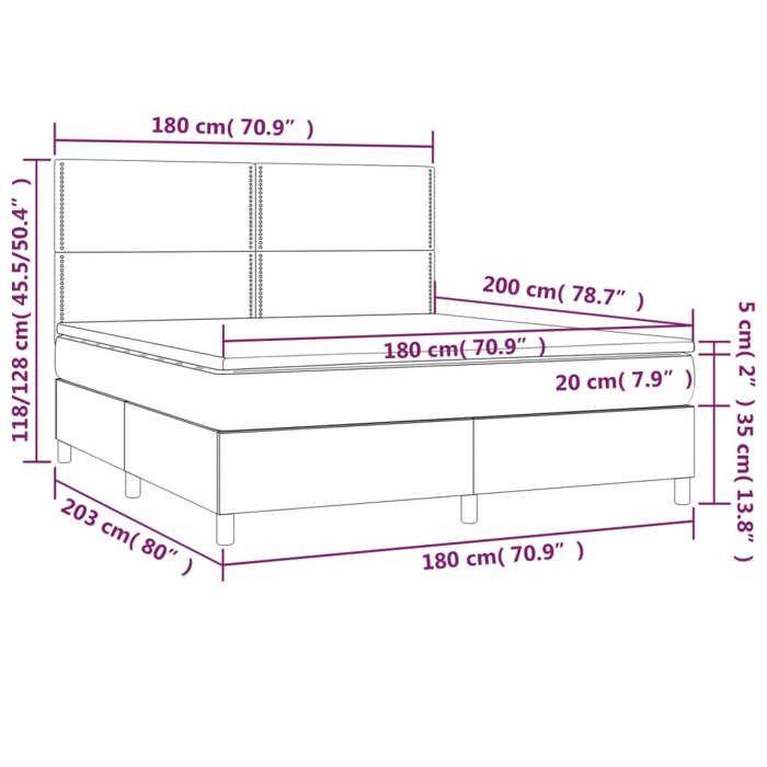 VidaXL Slatted Bed Base with Mattress and LED, Upholstered Bed, Double Bed, Adult Bed for Interior Bedroom, 3136078