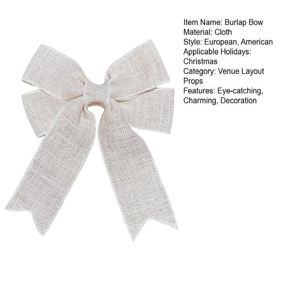 Jutová mašle Rustikální jutové stuhy Mašle Předvázané mašle na věnec Ozdoba na špičku vánočního stromku Ozdoba na narozeninovou svatbu Sváteční párty dekorace