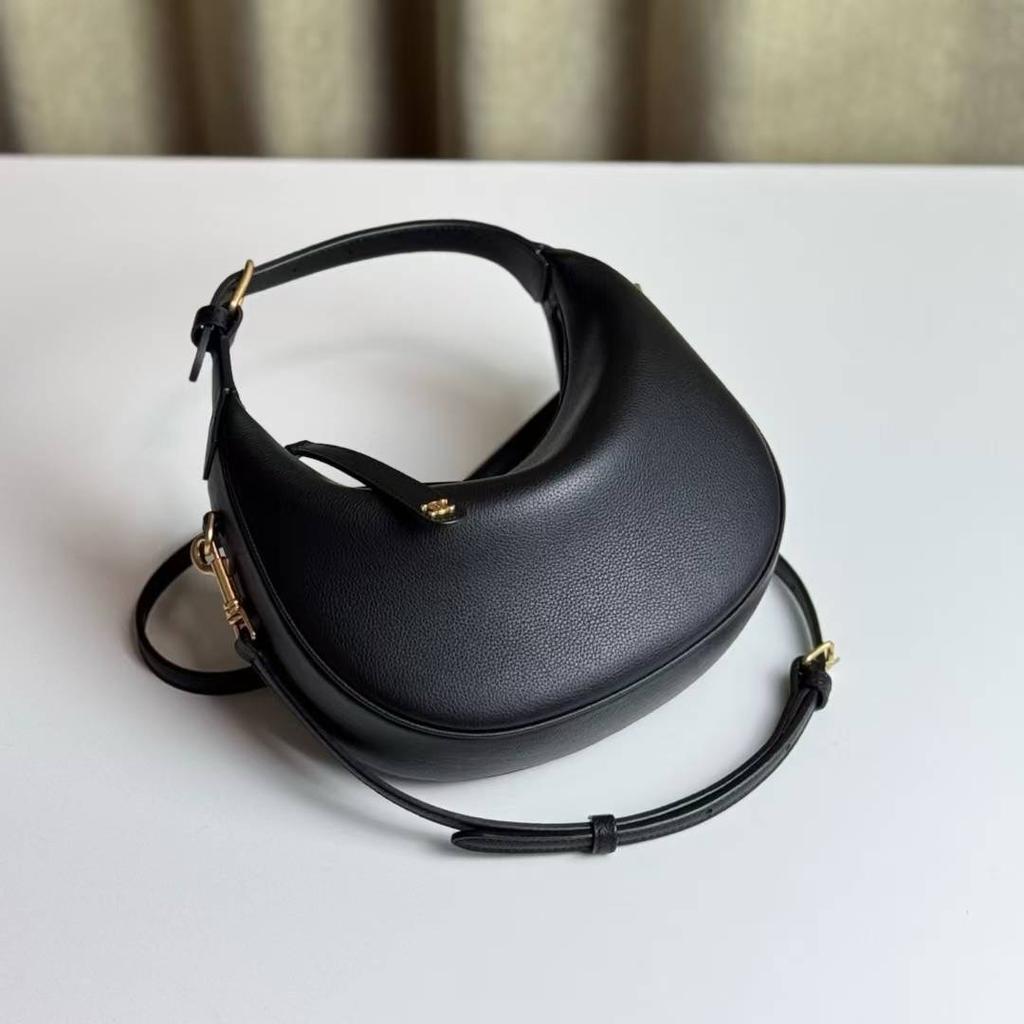 Cowhide crescent bag handbag underarm bag 2025 new casual shoulder bag messenger bag first layer women's bag mini