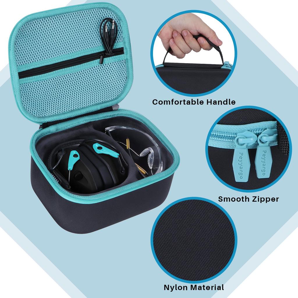 RAZOR SLIM ELEC MUFF Slim Electronic Earmuffs with Storage Case Light [Peyyargo] Walker's (Black + Blue)