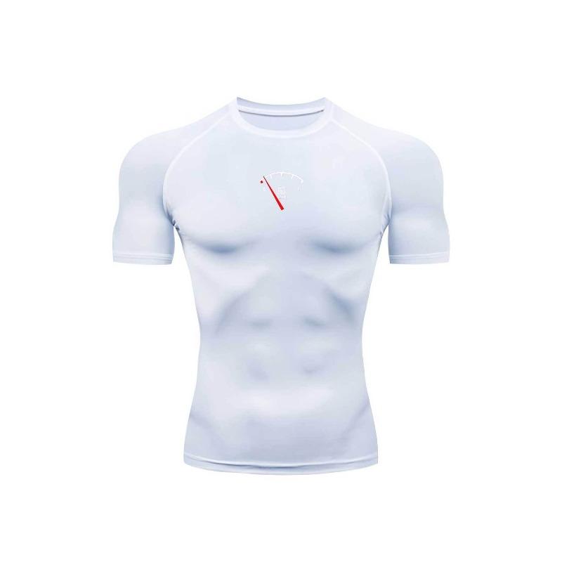 Men's Chest Speedometer Print Compression Shirt High Elasticity Moisture Wicking Bodybuilding Sportswear