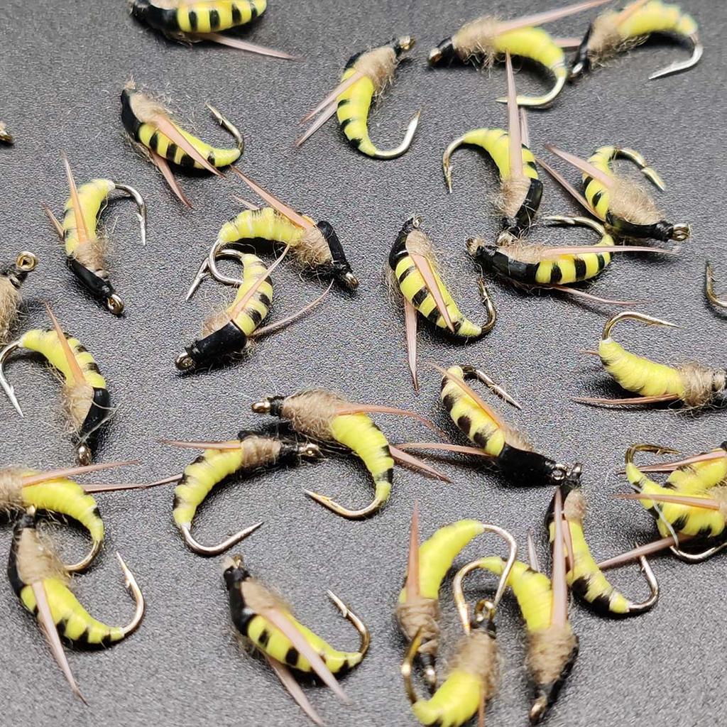 5/10 szt. Muchy do wędkarstwa muchowego Przynęta na pstrąga|2 mieszane kolory Muchy do wędkarstwa muchowego| Suche muchy, Ćmy żółto-białe-Materiał Sztuczne pióro&Rayon