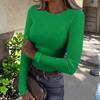 Women's  And Winter Slim Bottom T-shirt Fashion Casual Solid Color O-Neck Pullover Long Sleeve Top