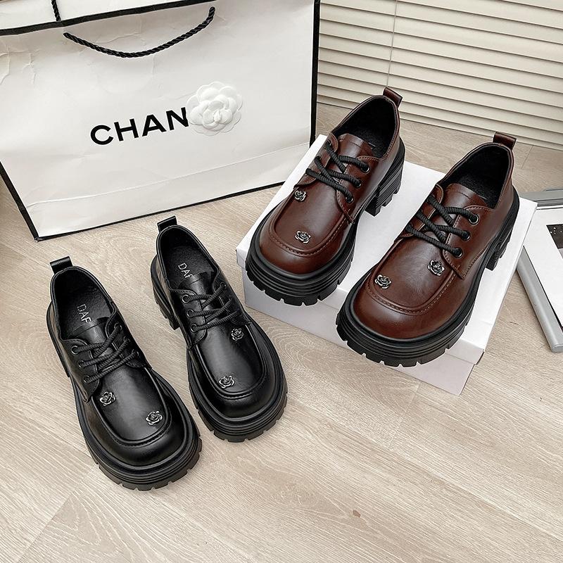 French Small Loafers 2025 Autumn New British Style Small Leather Shoes Fashion Versatile Thick Heel Platform Single Shoes