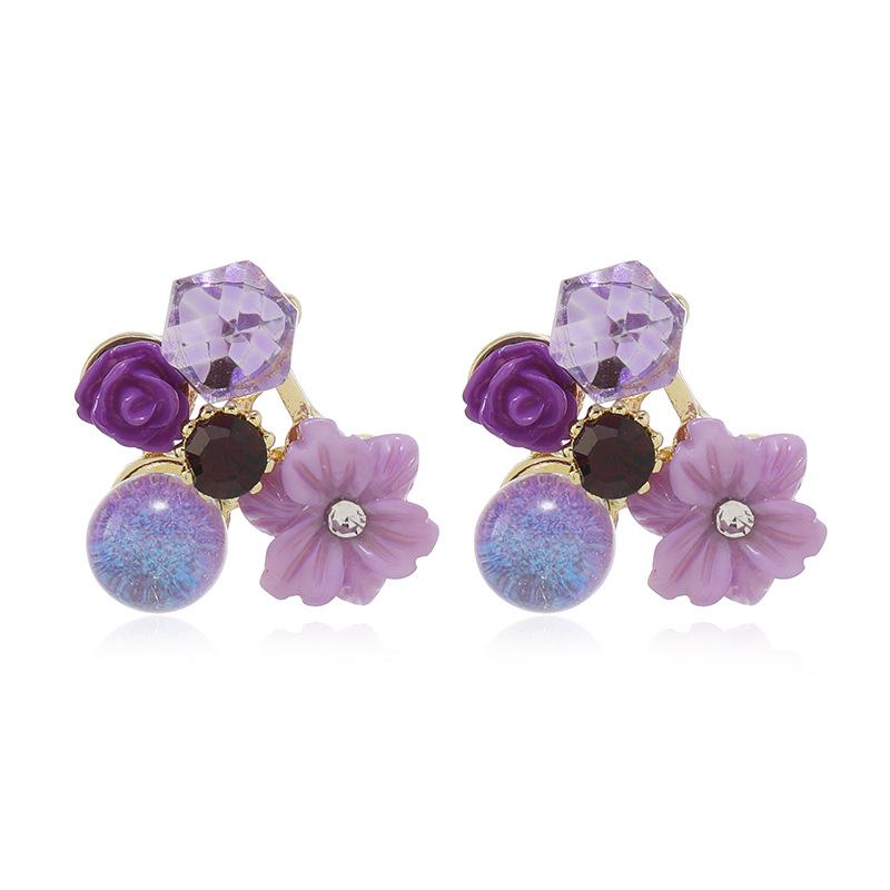 2024 Trendy Purple Flower Stud Earrings: Niche High-End Cold Tea Style