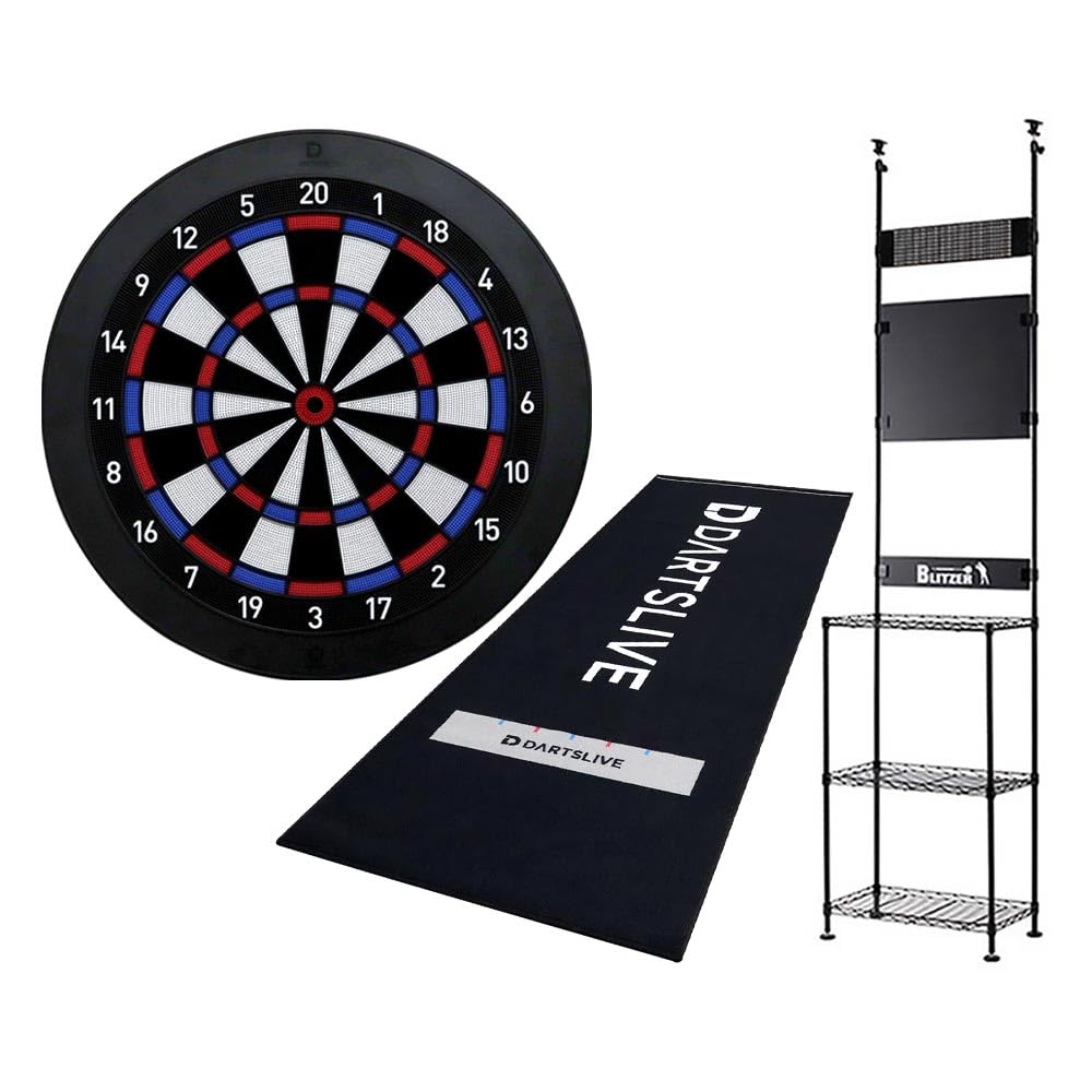 

DARTSLIVE Home BLITZER Стойка для дартса DARTSLIVE Помеченный огнестойкий бросковый мат [Комплект] & BSD27-BK &