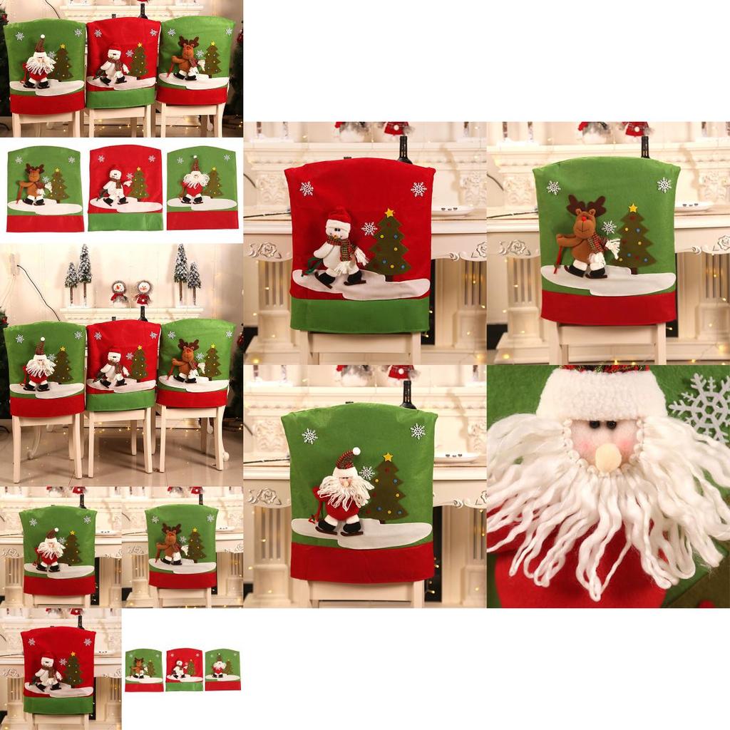Festligt 3D Julstolsöverdrag med Bedårande Ren Santa Snögubbe Design