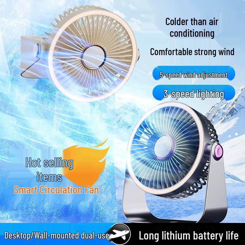 Daixin USB Rechargeable Desktop Circulating Fan with LED Light