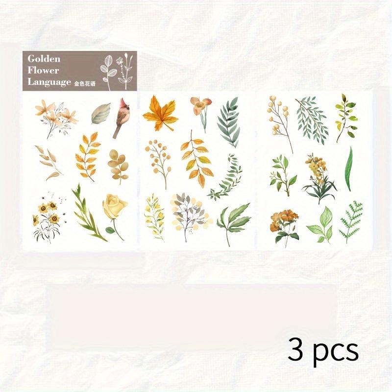 3 pcs/pack Plants flower leaves flat stickers DIY album Washi stickers Decorative Stick Labels Scrapbooking material