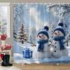 Christmas Snowman Shower Curtain Christmas Tree Winter Snow Christmas Gift Polyester Shower Curtains Bathroom Decor with