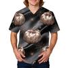 Men's Halloween Print Medical Scrub Top V Neck Tie Pocket Comfortable Fit Daily Workwear for Healthcare Professionals