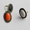 Ring Adjustable Inlaid Alloy Natural Ring for Gem Stone Big Oval Dating