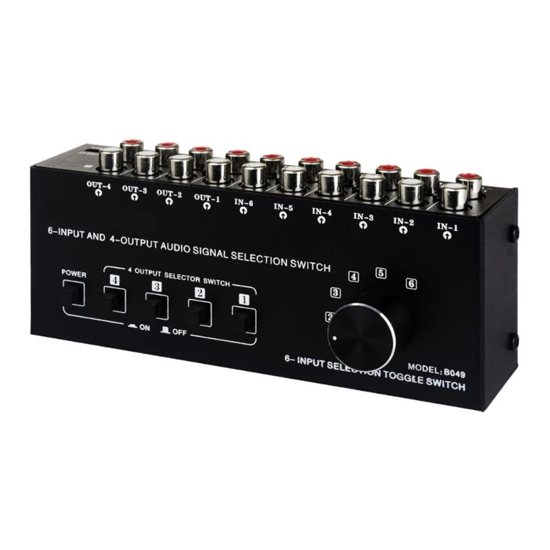6 in 4 Out Sound Switcher Stereo Sound Switching Signal Source Switcher Selector Splitters Box Sound Signal Switching
