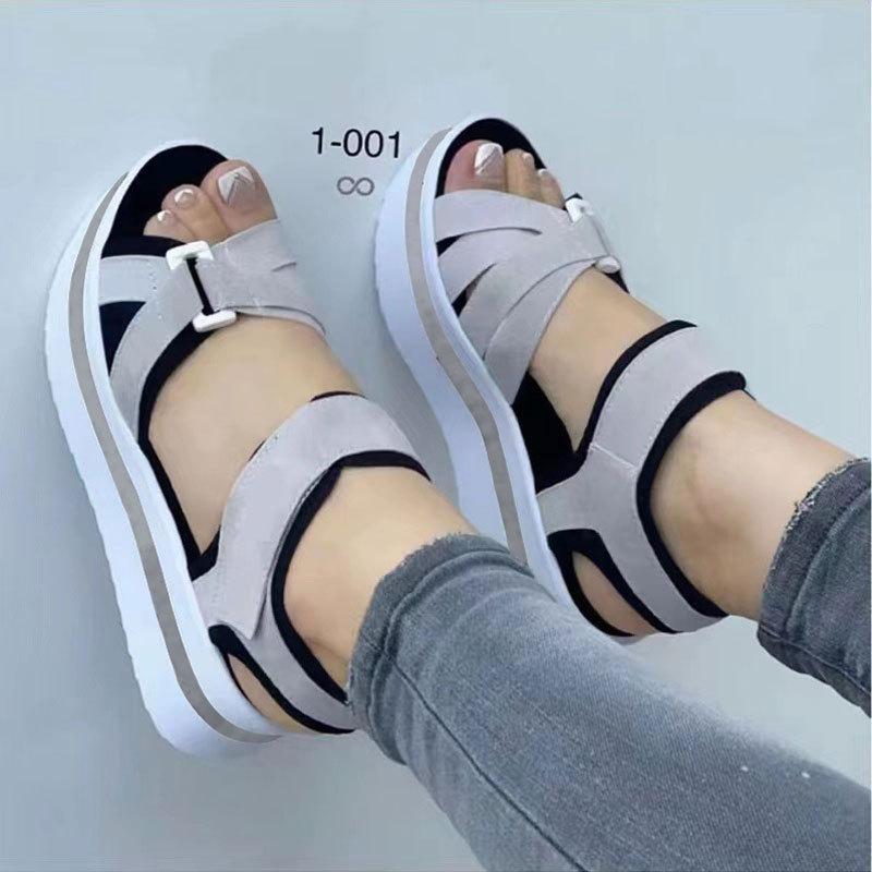Platform sandals women's new supply Flat-bottomed Velcro women's beach sandals