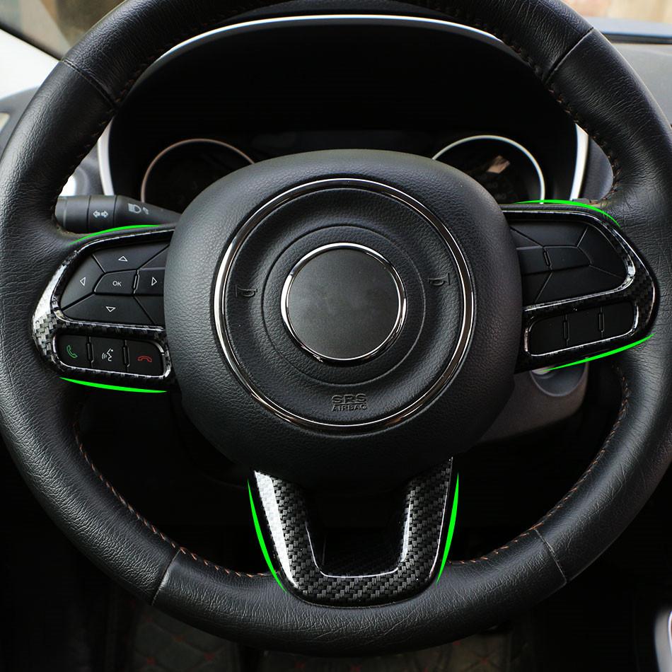 For Jeep Renegade 2015-2022 for Jeep Compass 2017-2020 ABS Car Interior Sticker Steering Wheel Trim Cover Decoration