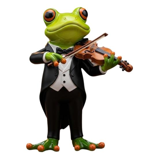 

Статуэтка Лягушки-Музыканта, выгравированная вручную, украшение лягушки с УФ-покрытием, мини-фигурка из смолы G