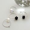 J.Lauren Swallow Cube Silver Ring Earrings M03945