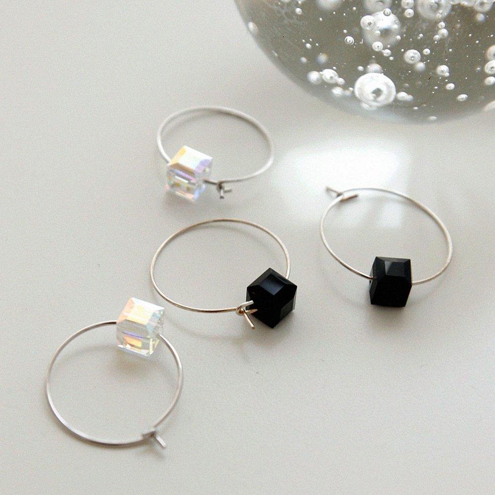 J.Lauren Swallow Cube Silver Ring Earrings M03945