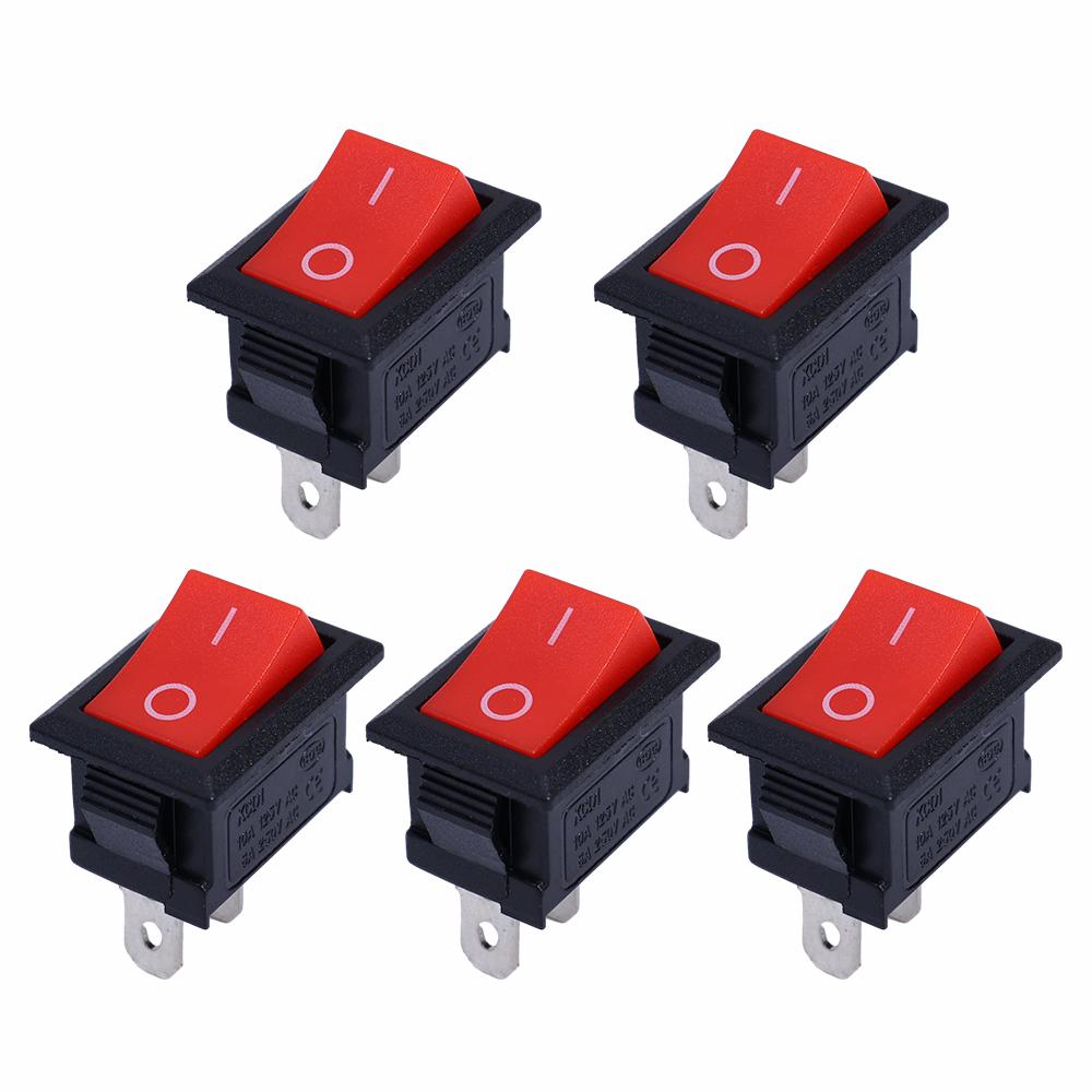 

Mini Rocker Switch SPST Black and Red Snap in Switches Button AC 250V 3A / 125V 6A 2 Pin I/O 21*15mm on-off Switch Rocker