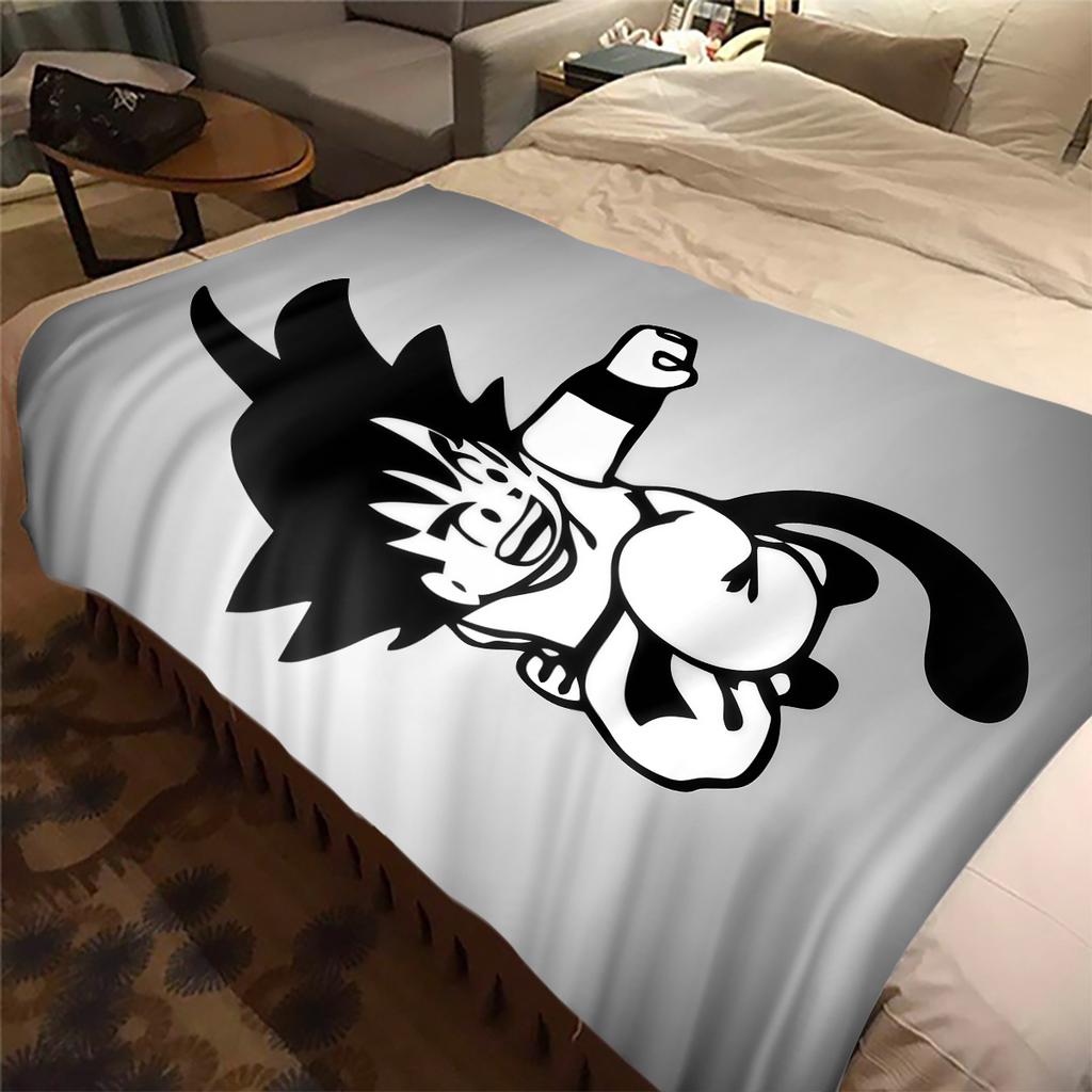 1 Stück Süße Cartoon Son Goku Aufdruck Flanelldecke, Hohe Qualität für Alle Jahreszeiten, Heimdekoration, Wärme und Komfort, Perfekt für Weihnachtsgeschenke