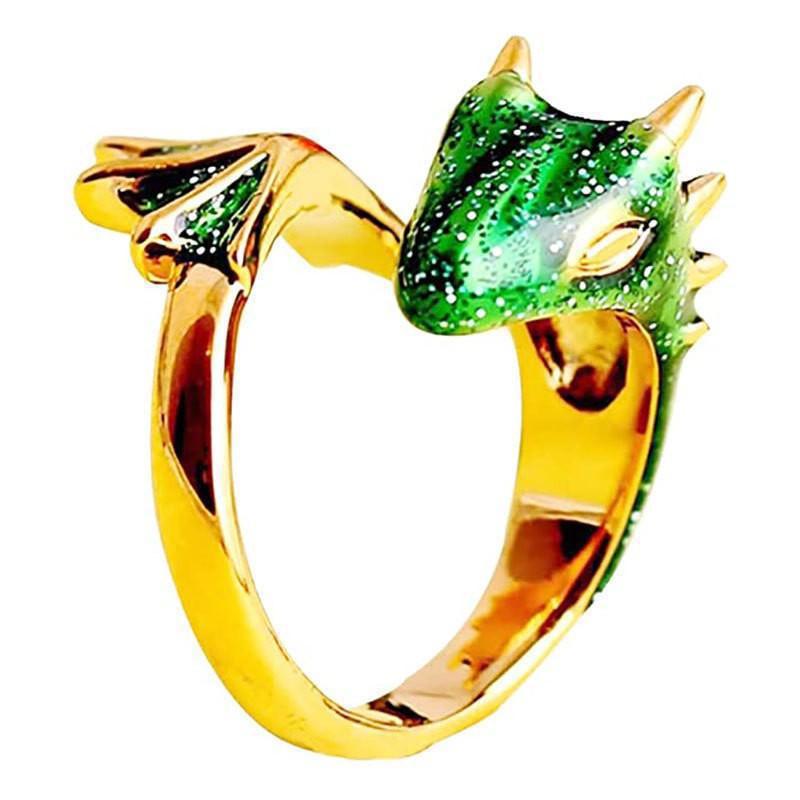 New European & American Style: Silver Toothless Dragon Adjustable Couple Ring
