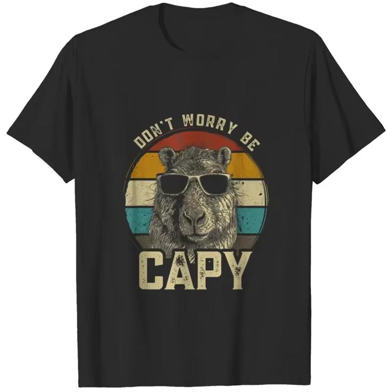Cute Capybara Pattern T Shirts Funny Summer Short Sleeve Funny Animals Printed Tshirt Casual Oversized Men Women O Neck Tees