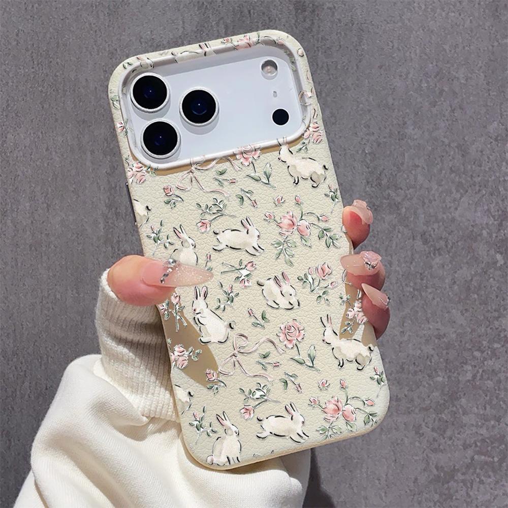 Rabbit Flower Soft Case For iPhone 16 Pro Case iPhone 15 13 16e 11 12 14 17 Pro Max 14 Plus 17E Shockproof Anti-drop Cover