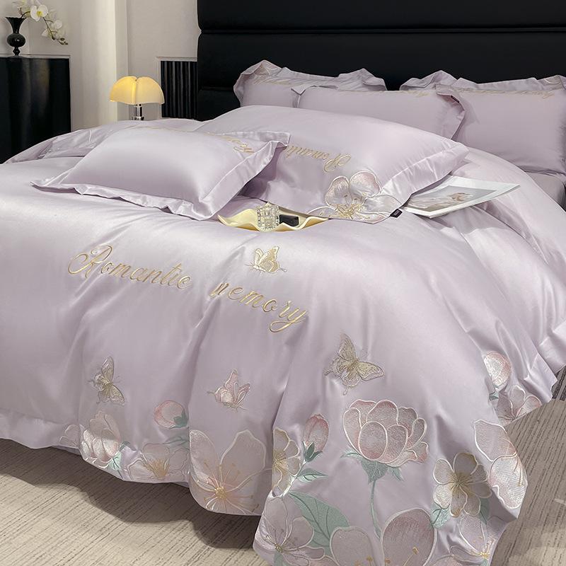 Pure Cotton Bedding Set Light Luxury Comfortable Skin-friendly Breathable Sheets Quilt Cover Pillowcase