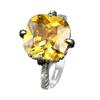 Small Charm Female Yellow Trendy Zircon Stone Square Ring Vintage Silver Color Wedding Jewelry for Women