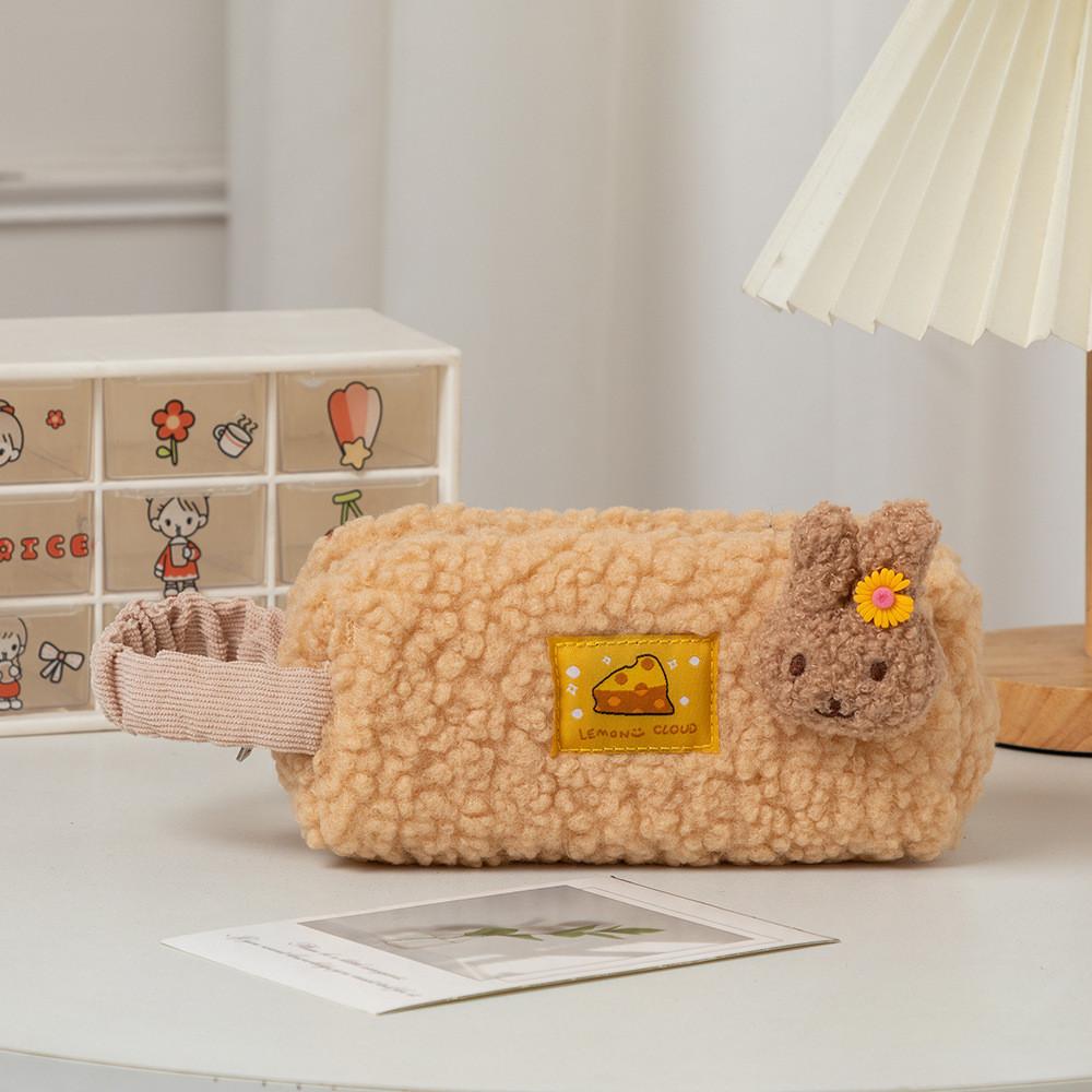 Rabbit Plush Cartoon Pencil Case With Large Storage For Students School Gift