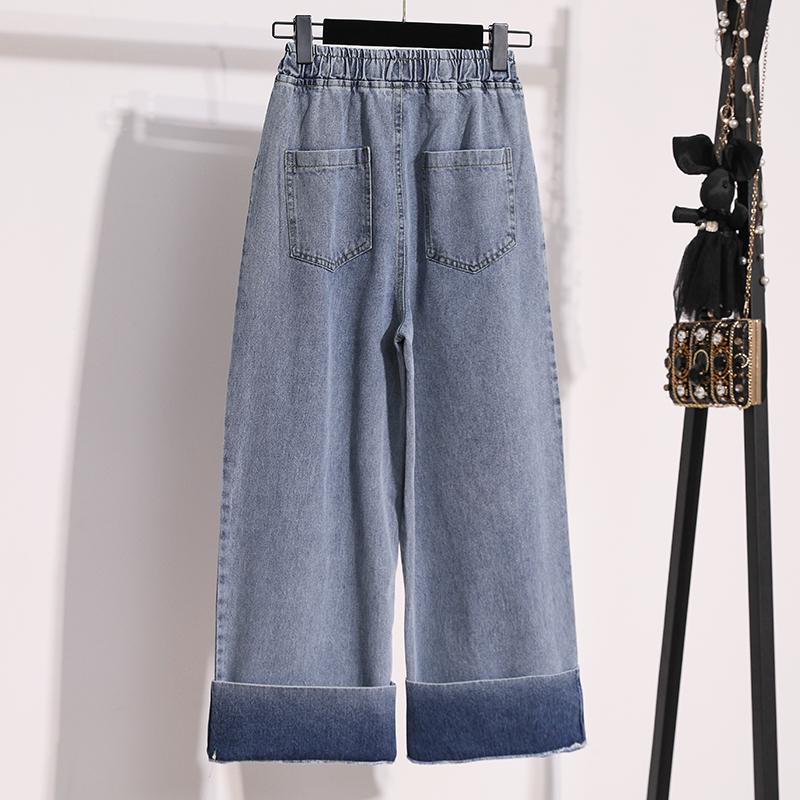 Plus Size Jeans for Women Autumn Arrival Large Size Loose Wide Leg Blue Denim Pants Women High Waist Women's Trousers