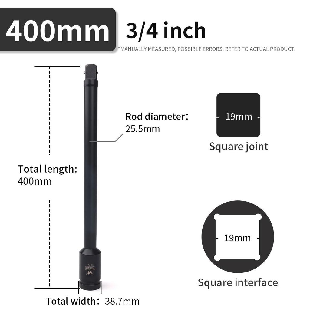 1Pc Heavy Duty Long Extension Bar Ratchet Wrench Impact Socket Extender Pneumatic Tool  1/2 3/4 1 Inch 75 125 150 200 300 400mm
